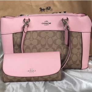 NWT Coach Pink Carryall Tote & Wallet Set
